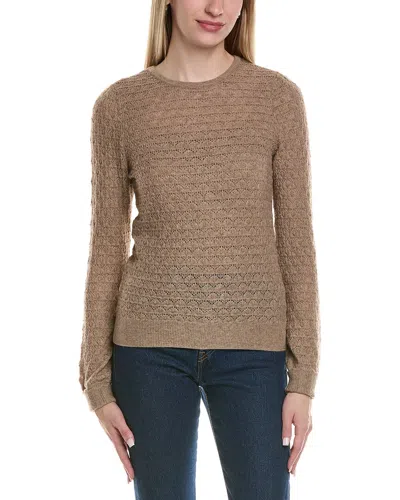 SOFIACASHMERE SOFIACASHMERE POINTELLE CREWNECK WOOL & CASHMERE-BLEND SWEATER