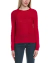Sofiacashmere Pointelle Crewneck Wool & Cashmere-blend Sweater In Red