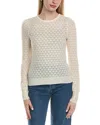 Sofiacashmere Pointelle Crewneck Wool & Cashmere-blend Sweater In White