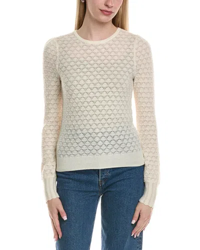 SOFIACASHMERE POINTELLE CREWNECK WOOL & CASHMERE-BLEND SWEATER