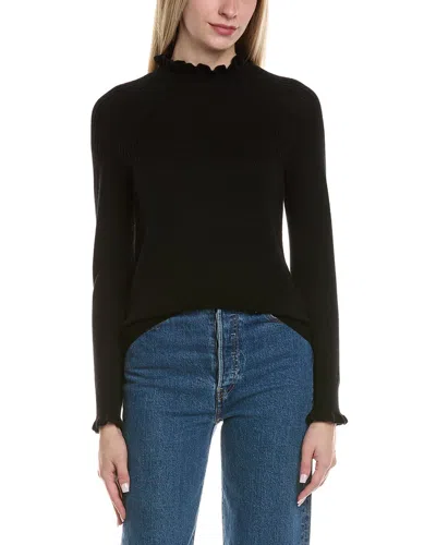 SOFIACASHMERE RIB & RUFFLE MOCK NECK WOOL & CASHMERE-BLEND SWEATER