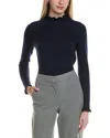 Sofiacashmere Rib & Ruffle Mock Neck Wool & Cashmere-blend Sweater In Blue