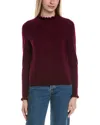 Sofiacashmere Rib & Ruffle Mock Neck Wool & Cashmere-blend Sweater In Burgundy