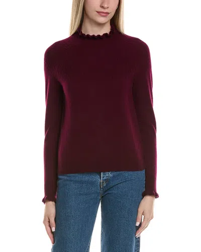SOFIACASHMERE SOFIACASHMERE RIB & RUFFLE MOCK NECK WOOL & CASHMERE-BLEND SWEATER