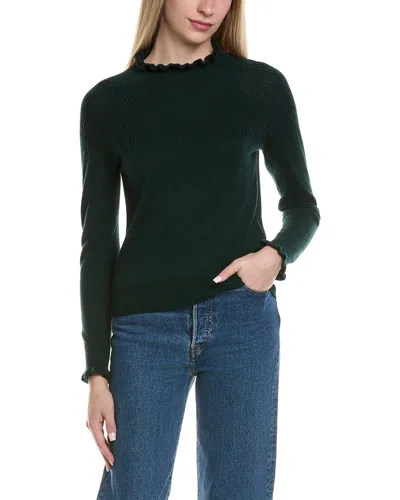 SOFIACASHMERE SOFIACASHMERE RIB & RUFFLE MOCK NECK WOOL & CASHMERE-BLEND SWEATER