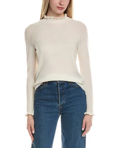 SOFIACASHMERE SOFIACASHMERE RIB & RUFFLE MOCK NECK WOOL & CASHMERE-BLEND SWEATER