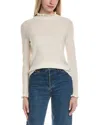 Sofiacashmere Rib & Ruffle Mock Neck Wool & Cashmere-blend Sweater In White