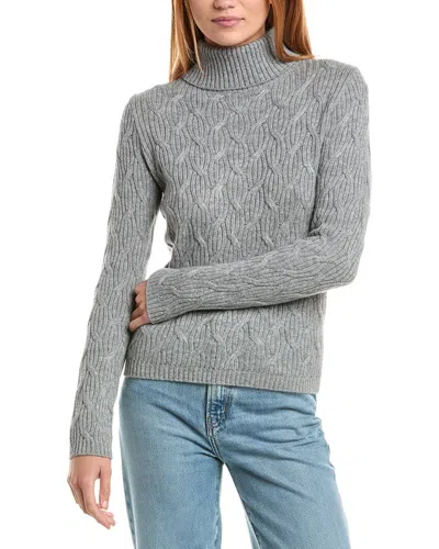 Sofiacashmere Rib Cable Turtleneck Wool & Cashmere-blend Sweater In Gray