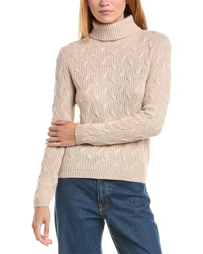 Sofiacashmere Rib Cable Turtleneck Wool & Cashmere-blend Sweater In Neutral