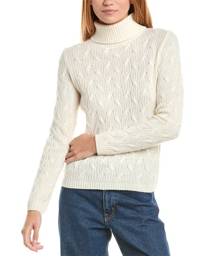 Sofiacashmere Rib Cable Turtleneck Wool & Cashmere-blend Sweater In White