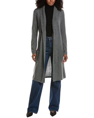 Sofiacashmere Rib Shawl Collar Cashmere& Wool-blend Jersey Robe In Gray