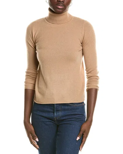 Sofiacashmere Roll Cuff & Hem Turtleneck Sweater In Beige