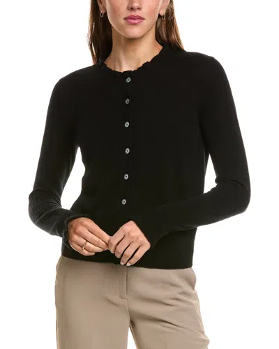 Sofiacashmere Ruffle Cashmere-blend Cardigan In Black