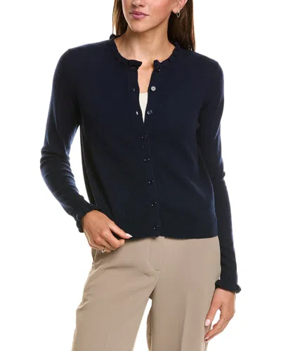 Sofiacashmere Ruffle Cashmere-blend Cardigan In Navy