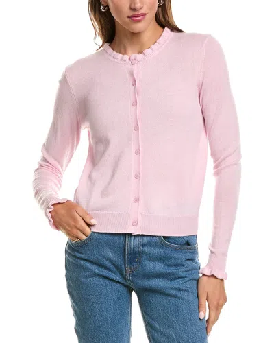 Sofiacashmere Ruffle Cashmere-blend Cardigan In Pink