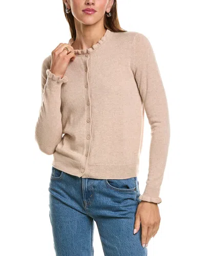 Sofiacashmere Ruffle Cashmere-blend Cardigan In Tan
