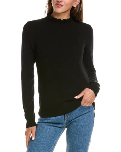 Sofiacashmere Ruffle Mock Neck 100% Cashmere Sweater In Black