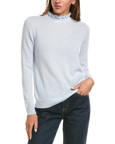 Sofiacashmere Ruffle Mock Neck 100% Cashmere Sweater In Blue