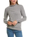 Sofiacashmere Ruffle Mock Neck 100% Cashmere Sweater In Gray