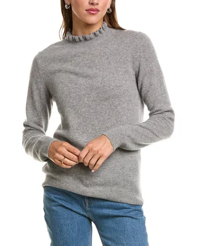 Sofiacashmere Ruffle Mock Neck 100% Cashmere Sweater In Gray