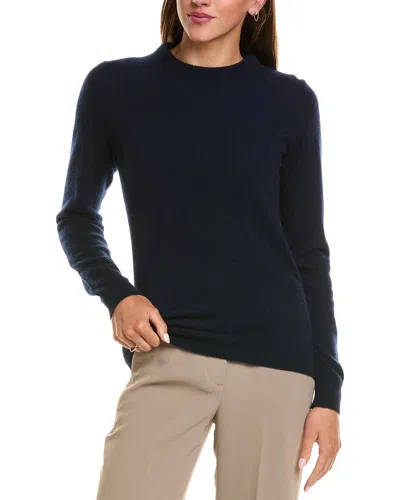 Sofiacashmere Ruffle Mock Neck 100% Cashmere Sweater In Navy