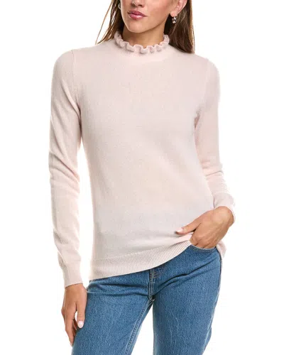 Sofiacashmere Ruffle Mock Neck 100% Cashmere Sweater In Pink
