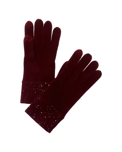 Sofiacashmere Sequin Cashmere Gloves In Red