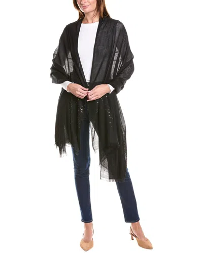 Sofiacashmere Sequin Cashmere Wrap In Black