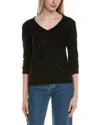 Sofiacashmere Sequin Deep V Wool & Cashmere-blend Sweater In Black