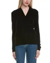 Sofiacashmere Sequin Faux Wrap Wool & Cashmere-blend Sweater In Black