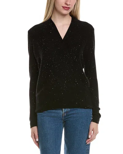 SOFIACASHMERE SOFIACASHMERE SEQUIN FAUX WRAP WOOL & CASHMERE-BLEND SWEATER