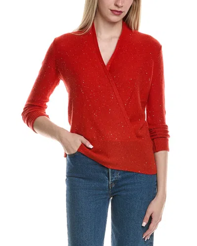 SOFIACASHMERE SOFIACASHMERE SEQUIN FAUX WRAP WOOL & CASHMERE-BLEND SWEATER