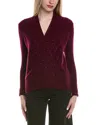Sofiacashmere Sequin Faux Wrap Wool & Cashmere-blend Sweater In Red