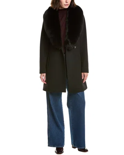 Sofiacashmere Short Wool-blend Coat In Black