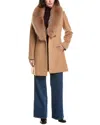 Sofiacashmere Short Wool-blend Coat In Brown