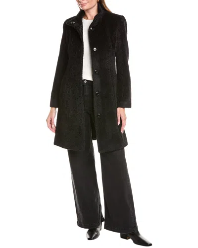 Sofiacashmere Stand Collar Wool & Alpaca-blend Coat In Black