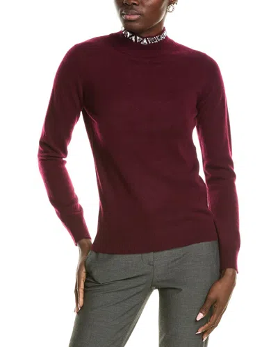 Sofiacashmere Stone Trim Turtleneck Cashmere Sweater In Purple
