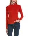 Sofiacashmere Stone-trimmed Mock Neck Wool & Cashmere-blend Sweater In Orange