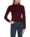 Sofiacashmere Stone-trimmed Mock Neck Wool & Cashmere-blend Sweater In Red