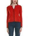 Sofiacashmere Tipped Scallop Wool & Cashmere-blend Cardigan In Orange