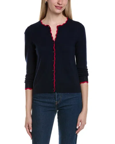 SOFIACASHMERE SOFIACASHMERE TIPPED SCALLOPED WOOL & CASHMERE-BLEND CARDIGAN