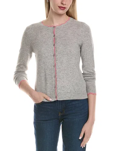 Sofiacashmere Tipped Scalloped Wool & Cashmere-blend Cardigan In Multi