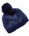 Sofiacashmere Traveling Rib Knit Cashmere Hat In Blue