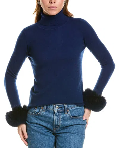 Sofiacashmere Turtleneck Cashmere Sweater In Blue