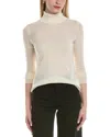 Sofiacashmere Rib & Ruffle Mock Neck Wool & Cashmere-blend Sweater In Neutral
