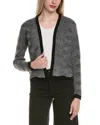 Sofiacashmere Two Tone Brioche Cable Wool & Cashmere-blend Cardigan In Gray
