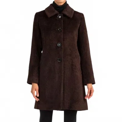 Sofiacashmere Wool And Alpaca Car Coat In Chocolate In Brown
