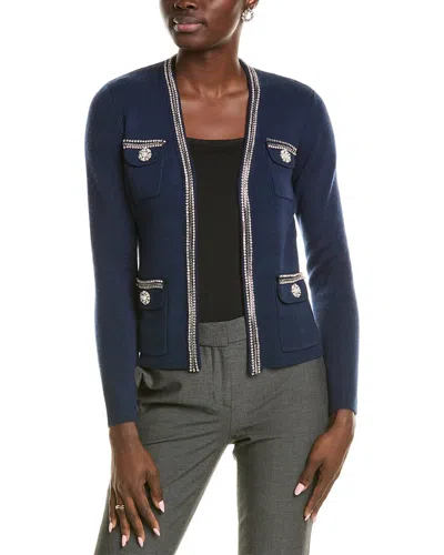Sofiacashmere Wool-blend Cardigan In Blue