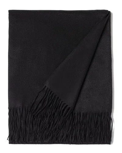 Sofiacashmere Woven Cashmere Fringed Throw In Black
