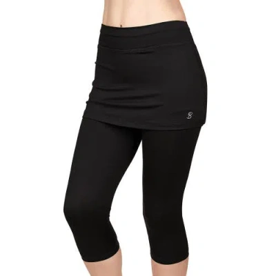 Sofibella Uv Staples Abaza 13in Womens Tennis Skirt With Capri Leggings In Black
